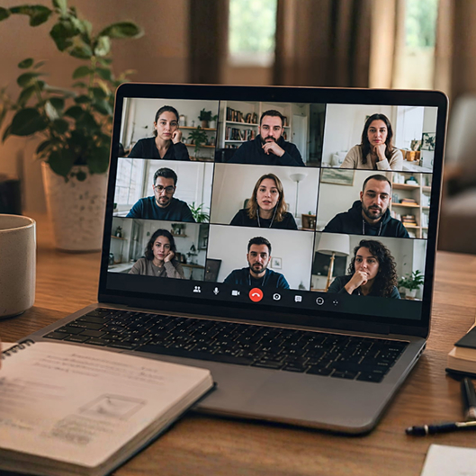 Canlı online grup çalışmasına katılan profesyoneller